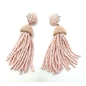 Pink Glass Seed Beads Pierced Earrings fringe stunning